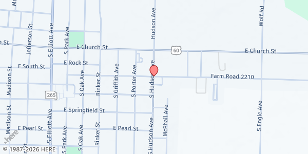 Map showing SeniorAge - Aurora Senior Center at 700 S Hudson Ave, Aurora, MO