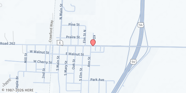 Map showing North Callaway Middle School at 650 E. Harrison, Auxvasse, MO