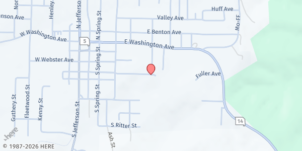 Map showing Ava Assemblies of God at 1005 Southwest 4th Avenue, Ava, MO