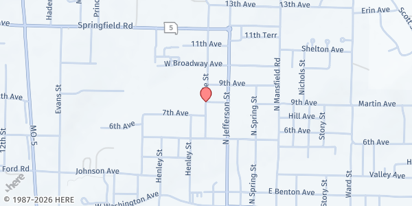 Map showing Heart of the Hills Food Harvest at 913 W. Broadway Ave., Ava, MO
