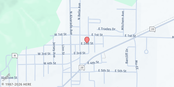 Map showing Belle First Baptist Church Mobile Market (Maries County) at 203 2nd St., Belle, MO