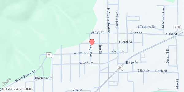 Map showing First Baptist Church Mobile Pantry Distribution Site at 203 2nd St., Belle, MO