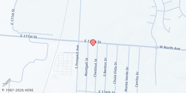 Map showing Belton New Horizons Church of the Nazarene at 17200 Chestnut Dr., Belton, MO