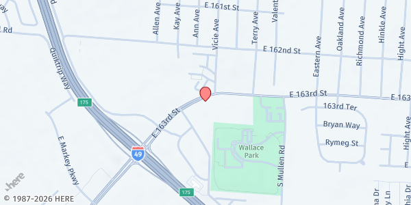 Map showing Bridge Over Troubled Waters Food Pantry at 6909 E 163rd St, Belton, MO