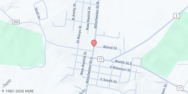 Map showing Jesus In Disguise Food Pantry at 115 N. Winchester St., Benton, MO