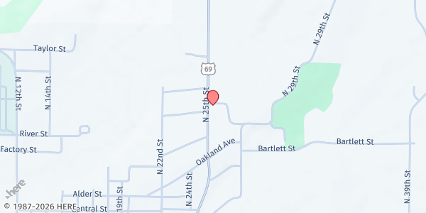 Map showing Harrison County Food Pantry at 702 N 25th St, Bethany, MO