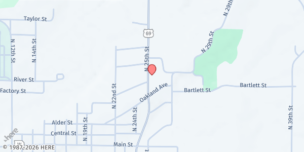 Map showing Harrison County Food Pantry at 702 N. 25th St., Bethany, MO