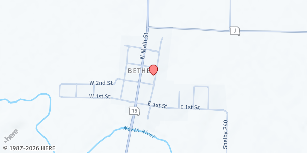 Map showing Bethel Food Pantry at 3rd and King Street, Bethel, MO