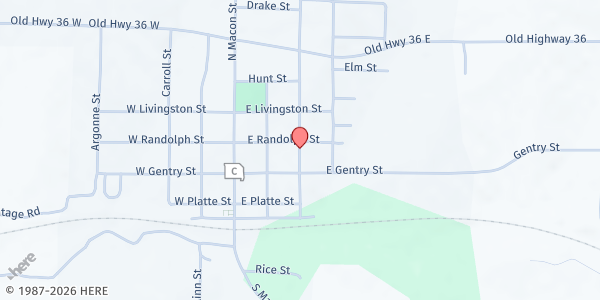 Map showing Bevier Elementary at 400 N. Bloomington, Bevier, MO