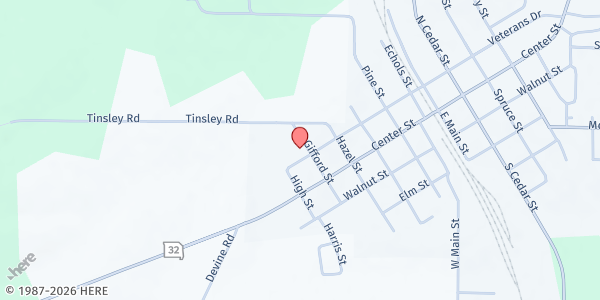Map showing Bismarck Church Of God at 1101 Gifford St, Bismarck, MO