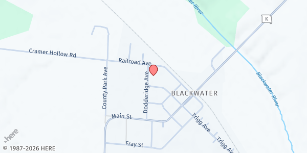 Map showing Blackwater Elementary at 300 Dodridge, Blackwater, MO