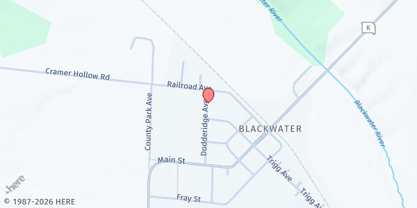Map showing Blackwater Elementary at 300 Dodridge, Blackwater, MO
