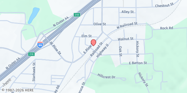 Map showing Bourbon Ecumenical Corp at 319 E Pine St, Bourbon, MO