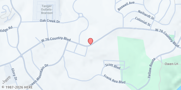 Map showing Elevate Branson at 2005 W. Hwy 76 Suite 106, Branson, MO