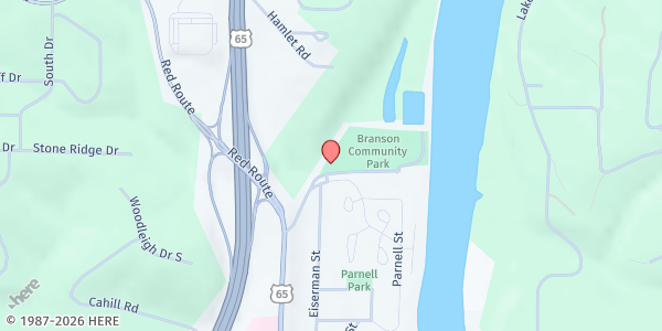 Map showing SeniorAge - Branson Hollister Senior Center at 201 Compton Drive, Branson, MO