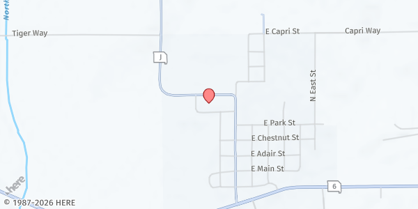 Map showing Adair County R-II (K-12) School at 205 W. Dewey, Brashear, MO