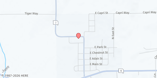 Map showing Adair County R-II (K-12) School at 205 W. Dewey, Brashear, MO
