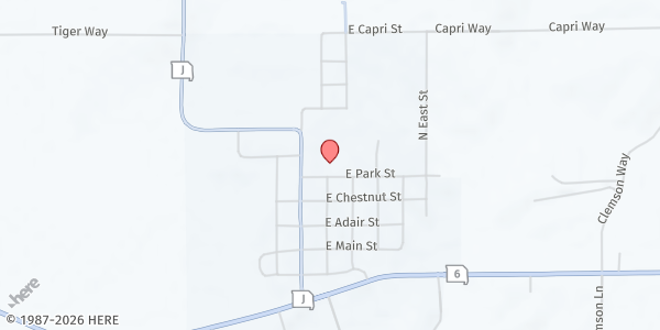 Map showing Adair County R-II (K-12) School at 205 W. Dewey, Brashear, MO