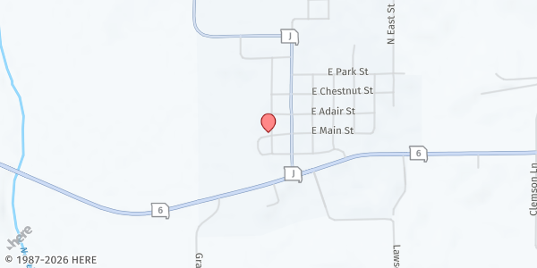 Map showing Brashear Community Bible Church at 307 S Church St, Brashear, MO
