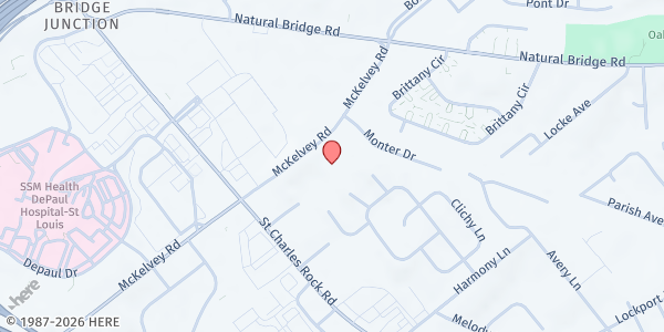 Map showing Community Helping Ministry at 12120 Bridgeton Sq Dr., Bridgeton, MO