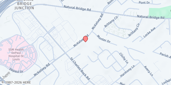 Map showing Community Helping Ministry - Food Distribution Center at 3770 McKelvey Rd, Bridgeton, MO