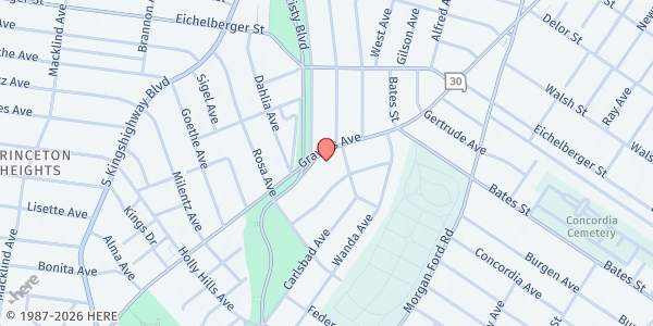 Map showing Keep Pushing, Inc. at 11570 Mark Twain Ln., Bridgeton, MO