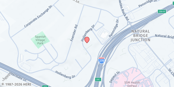 Map showing The Saint Louis Adventist Community Services Center at 3362 Hollenberg Dr., Bridgeton, MO