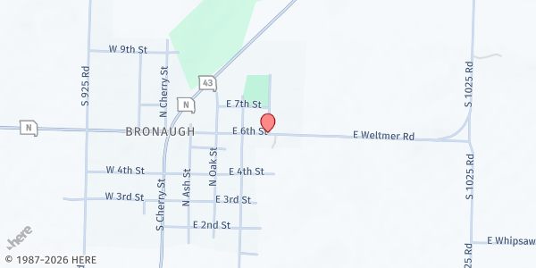 Map showing Bronaugh Elementary at 527 E. 6th St, Bronaugh, MO