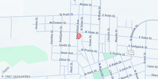 Map showing Brookfield Senior Center at 143 Clawson Road, Brookfield, MO