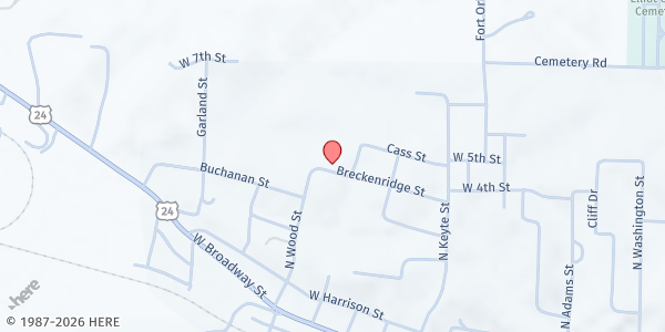 Map showing Chariton County Cupboard at 420 Breckenridge St., Brunswick, MO
