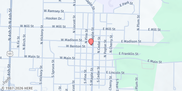 Map showing Buffalo Montgomery Senior Center at 303 Maple Street, Buffalo, MO
