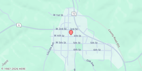 Map showing Bunker Nutrition Center - Food Distribution Center at Main St, Bunker, MO