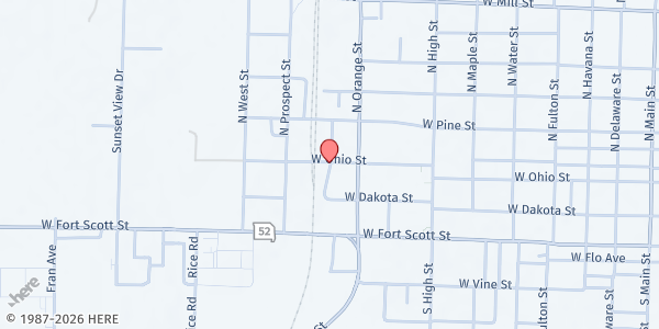 Map showing Community Food Pantry at 709 W Ohio Street, Butler, MO