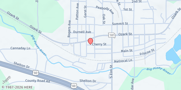 Map showing SeniorAge - Cabool Senior Center at 910 Cherry Street, Cabool, MO