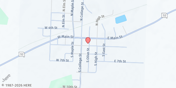 Map showing New Life Christian Outreach at 117 S. Olive St., Calhoun, MO