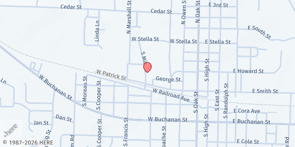 Map showing Annunciation Catholic Church - El Puente Mobile Market (Moniteau County) at 310 Mill St., California, MO
