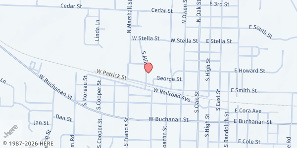 Map showing Annunciation Catholic Church Mobile Pantry at 310 Mill St., California, MO