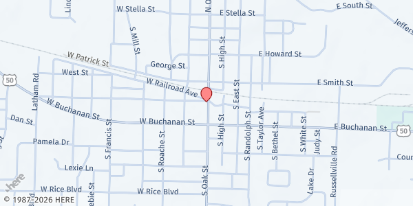 Map showing California Nutrition Center, Inc. at 107 W. Versailles Ave., California, MO