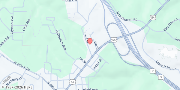 Map showing Camden County Developmental Disability Resources - Camdenton at 100 3rd St, Camdenton, MO