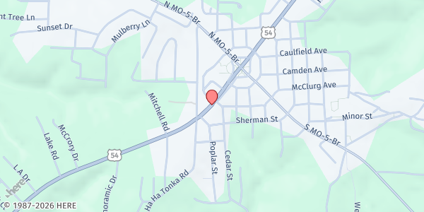 Map showing Horizons Laker Educational Center at 172 W. Hwy 54, Camdenton, MO