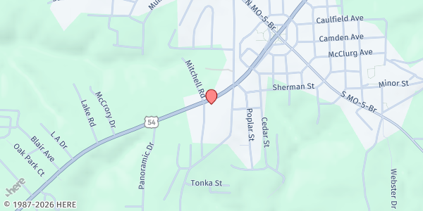 Map showing I Wonder Y Preschool Camdenton United Methodist Church at 340 US-54, Camdenton, MO