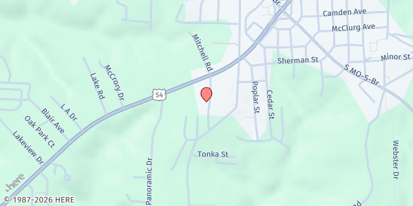 Map showing Lamb House at 93 Morgan St., Camdenton, MO