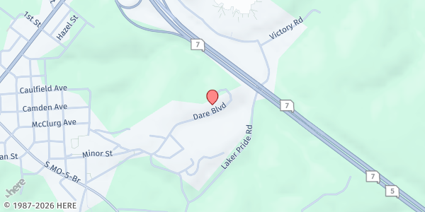 Map showing Oak Ridge Intermediate at 526 Dare Blvd, Camdenton, MO