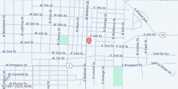 Map showing Cameron Food Pantry at 302 N Walnut St, Cameron, MO
