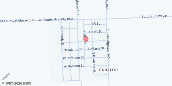 Map showing Community Resources Center at 110 Madison St., Canalou, MO