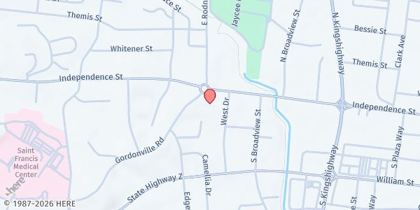 Map showing Cape First Church of the Nazarene at 2601 Independence, Cape Girardeau, MO