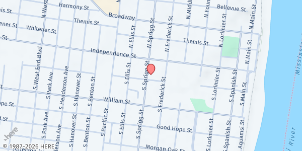 Map showing Community Partnership of Southeast Missouri at 40 S. Sprigg, Cape Girardeau, MO
