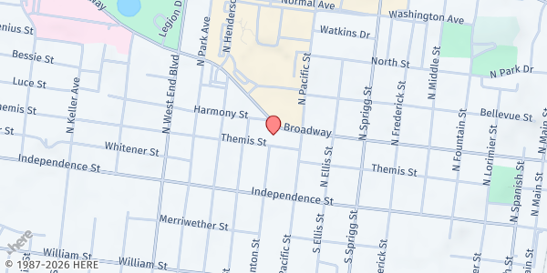 Map showing Community Partnership of Southeast Missouri at 40 S Sprigg St, Cape Girardeau, MO