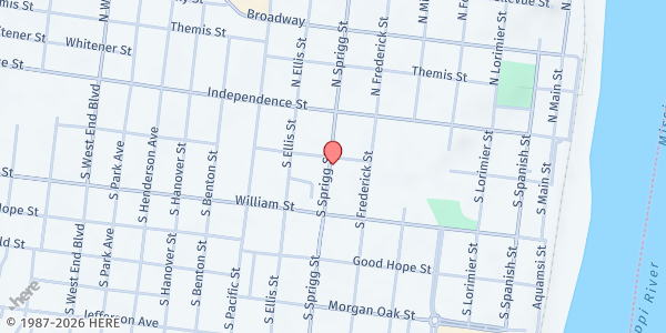 Map showing FISH Volunteers of Cape Girardeau at 106 S. Sprigg, Cape Girardeau, MO