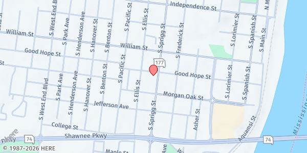 Map showing SALVATION ARMY - Cape Girardeau at 701 Good Hope St., Cape Girardeau, MO